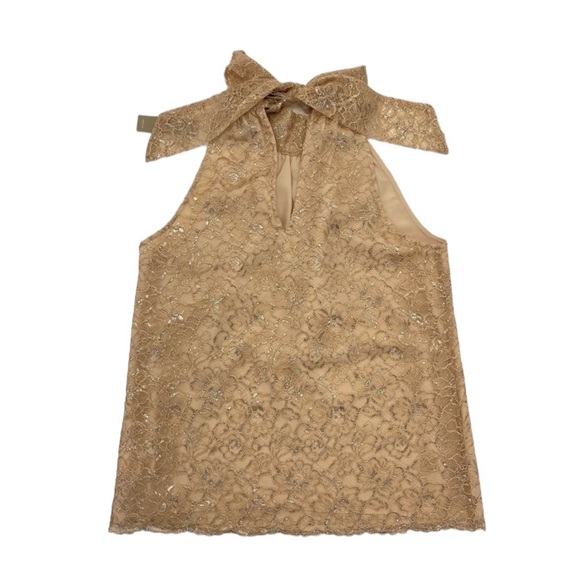 NWT J. Crew Metallic Tie Neck Top XS Nude - Picture 9 of 16